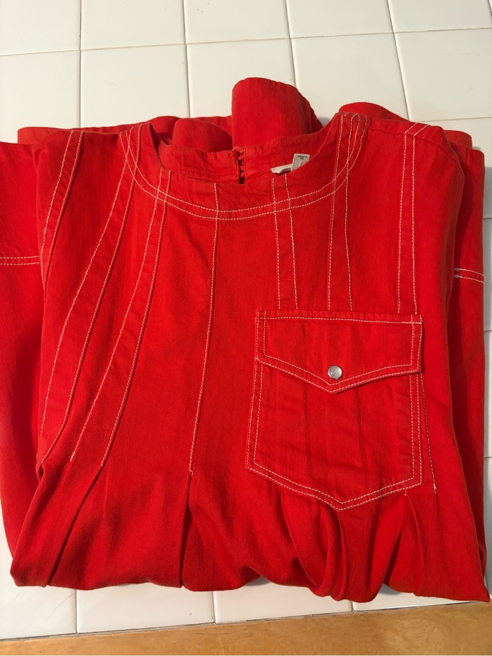 Anthropologie red denim dress